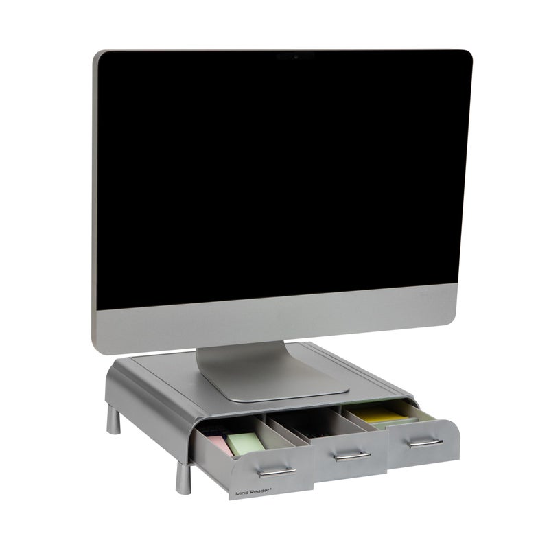 Mind Reader PC, Laptop, IMAC Monitor Stand and Desk Organizer, Silver - Image 1